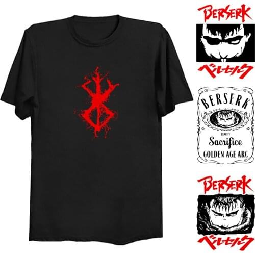 Mens Berserk Anime Shirt Male Short Sleeved Manga Guts Junji Ito Aesthetic T Shirt Featured Brand Man Kawaii Harajuku Shirt