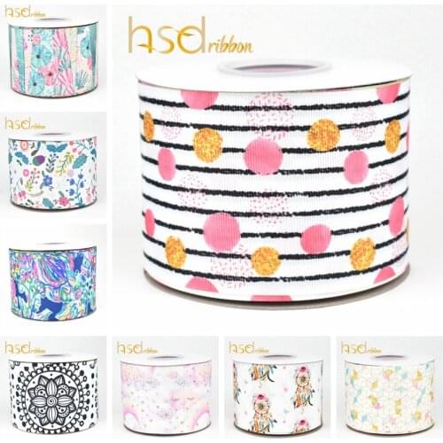 HSDRibbon 3" 75mm European and American style heat transfer printed series Grosgrain Ribbon