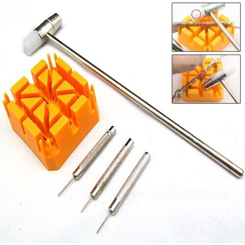 Home Remover Tool Hammer Pins Strap Holder Band Bracelet Link Fixed Portable Metal DIY Accessories Watch Repair Kit Meters