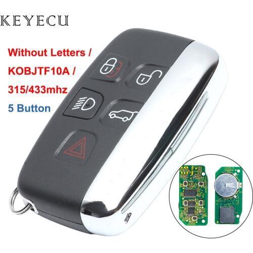 Keyecu Remote Car Key Fob 5 Buttons 315 / 433MHZ for Land Rover LR2 LR4 2012-2015,Evoque /Sport 2012-2017 FCC ID: KOBJTF10A