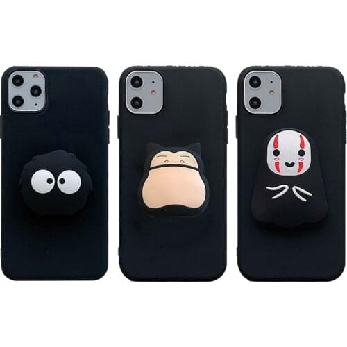 Cute Briquette Phone Holder Case for iPhone 12 mini 11 Pro Max XS XR X 7 8 6S Plus SE 2020 5S 5G 4 4S Spirit Stand Bracket Cover