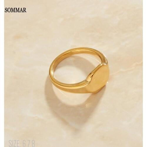 SOMMAR Fashion New Brand Design Luxurio 18KGP Gold Filled size 6 7 8 women Tail ring Square minimalism ring men Elegant