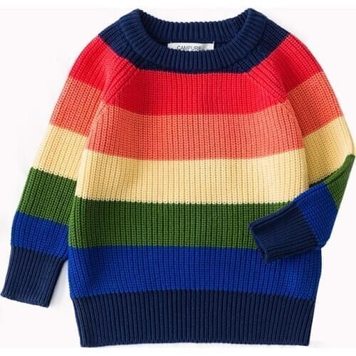 KEAIYOUHUO 2020 New Girls Rainbow Sweater Autumn And Winter Children Knitwear Kids Sweater Boys And Girls Children Clothing 2-8Y