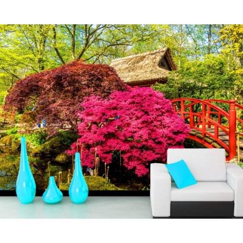 Papel de parede Gardens Bridges Pond Nature photo 3d wallpaper,living room TV sofa wall bedroom wall papers home decor cafe bar