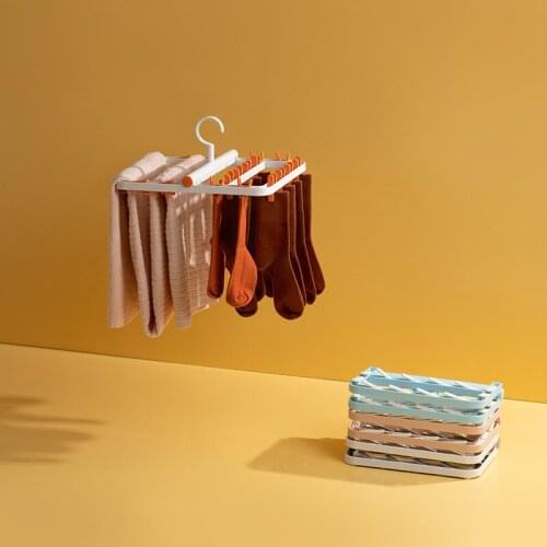 Solid Color Anti-winding Drying Rack Foldable Multifunctional Drying Rack Socks Underwear Clip Hangers Clothing Wardrobe Storage
