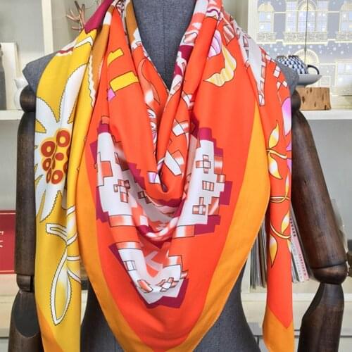Fashion Silk Square Scarf Women Scarves Foulard 130*130cm Soft Neckerchief Ladies Shawls Wraps Bandanna Female Printed Hijab
