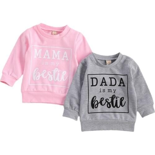 0-24M Newborn Baby Boys Girls Sweatshirts Tops Letter Print Long Sleeve Loose Pullover Sweatshirt Autumn Baby Outfits