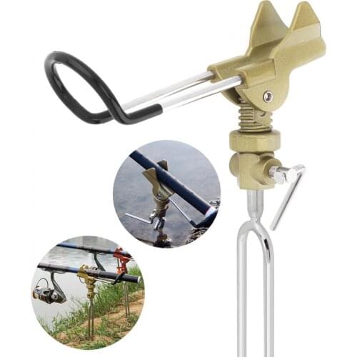 Adjustable Stainless Steel Fishing Rod Stand Gold Metal Handle Support Holder for Telescopic / Handle Rod