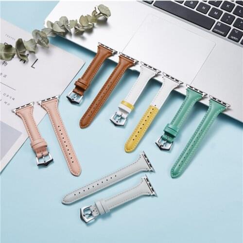 Women Exquisite Leather Watchbands for Apple Series 6 SE 5 4 3 Girls Bracelets 38mm 40mm 42mm 44mm Fashion Watch Straps