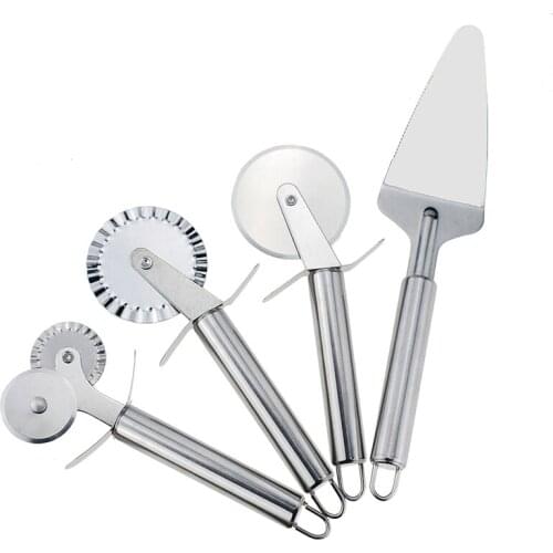 Pizza Cutter Roller 4 Patterns Stainless Steel Pizza Knife Cake Bread Pies Round Knifes Pastry Pasta Dough Crimper Pizza Wheel