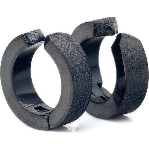 Black dull polish Hoop Earrings For Women Men Stainless Steel Earrings Punk Rock Party Jewelry