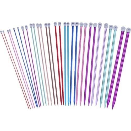 2Pcs/Set 35cm Single Pointed Knitting Needles Pins Straight Aluminum DIY Weaving Tool Long Sweater Scarf Needle 2.0-12mm