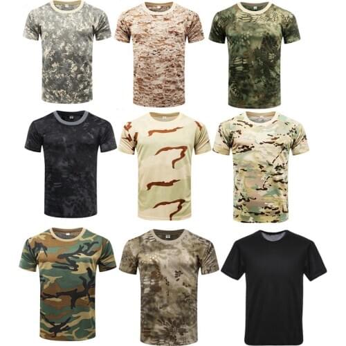 Tactical Fitness Short Sleeve Tee Summer Mens T-shirt Quick Dry Combat T-Shirt Military Airsoft Outdoor Hiking Hunting Shirts