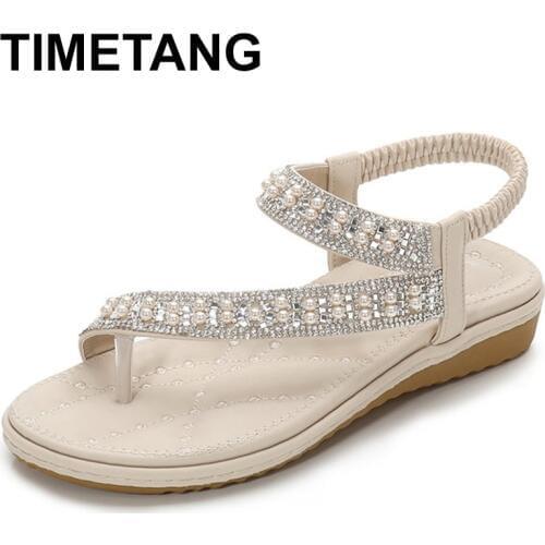 TIMETANG 2021Women slippers summer blue color crystal BOXIMIYA style beaches flip flops platform sandals women size 36-42E498