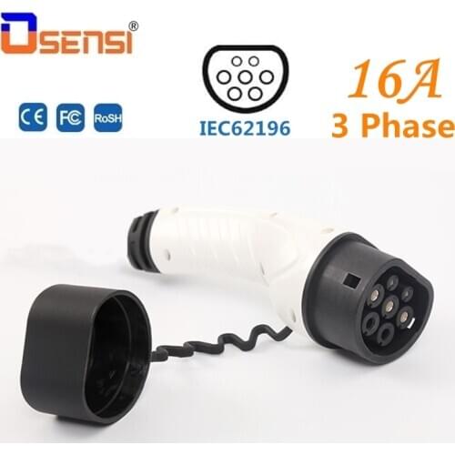 OSENSI EV Plug 16A Three Phase Type 2 IEC 62196-2 Car Side Mennekes EU Standard Female Charger Connector Electric Car Charging