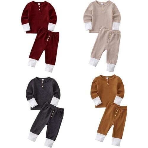 0-24M Toddler Baby Girl Boy Clothes Knitted Tops T-Shirt Leggings Pants Outfits Set