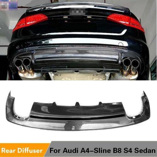Carbon Fiber Rear Bumper Lip Diffuser For Audi A4 B8 Sline S4 Sedan 2013 - 2016 Non Convertible Exhaust Diffuser