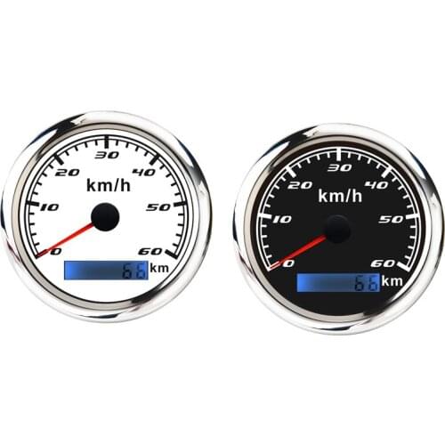 Universal Speedometer 12V/24V Odometer 85mm 60Km/H LCD Hourmeter Tachometer Backlight Meter with GPS Antenna