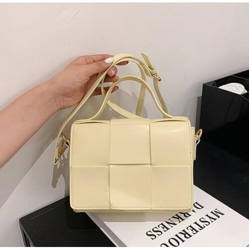 Knitting Criss-Cross Handbag Crossbody Bag Womens Luxury Brand Designer Pu Leather Female Shoulder Messenger Purses