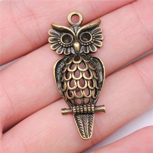 WYSIWYG 5pcs Charms 43x18mm Owl Charms For Jewelry Making DIY Jewelry Findings Antique Bronze Color Alloy Charms Pendant