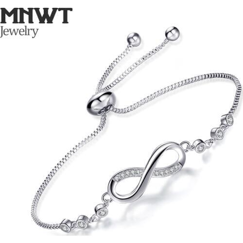 MNWT Chain Link Infinity Fashion Bracelet for Women With Crystal Stones Bracelets Number 8-shaped Bracelets Charms Girls Jewelry