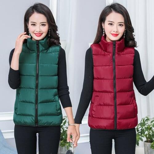 Women plus size vest Stand collar autumn winter warm outside wearing vest large size jacket sleeveless cardigan