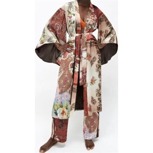 ZXQJ Women 2021 Chic Fashion With Belt Floral Print Mini Dress Vintage Three Quarter Sleeve Side Slit Female Dresses Mujer