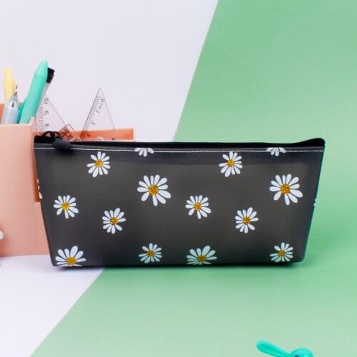 1Pcs Daisy Flower Pencil Case Transparent Candy Color Gift School Pencil Box Kawaii Cute Pencil Bag School Supplies Stationery
