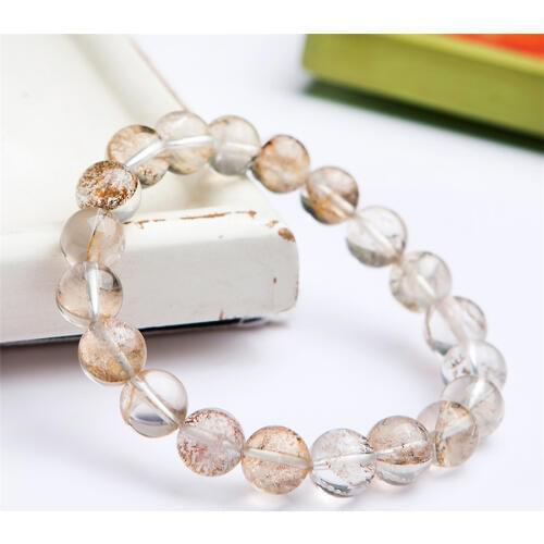 10mm Natural Petrified Wood Rarest Crystal Contain Tree Leaf Bracelet Healing Crystal Round Bead Stretch Bracelets For Women