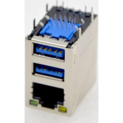 10pcs New RJ45 Network Connector + Double Layer USB3.0/2.0 Socket With Light Wholesale Free Shipping To Brazil