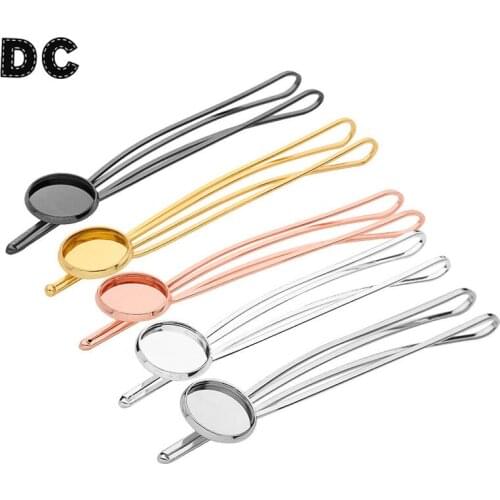 10pcs Word Folder Hairpin Settings Cabochons Bases Hair Clips Hairpin Blank Trays for 12mm Cabochon DIY Headwear Craft Findings