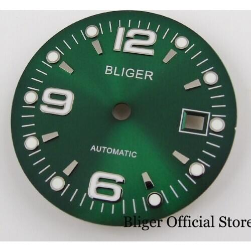 BLIGER 31.5mm Green /Grey Watch Dial with Date Window Fit MIYOTA Movement