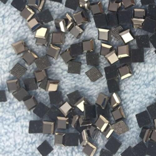 4*4mm 100pcs Grey Hot-fix Rhinestones Square Shape Hotfix Stones Iron-on Flatback For Women Dress Bags