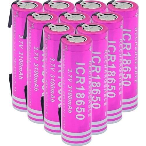 6/8/10 Pcs 18650 3100mAh Li Ion Battery Rechargeable 3.7v 3100mah Li-ion Batteries With DIY Nickel Tabs Long Lasting Power