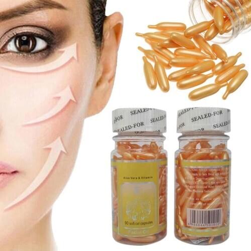 90Pcs/Bottle Vitamin E Capsules Serum Spot Acne Removing Whitening Cream VE Freckle Capsule