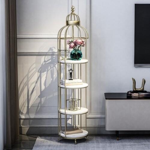 Custom Storage Holder Nordic Marble Rack Stand Living Room Shelf Floor-standing American Stand Modern Wood Stand Multilayer