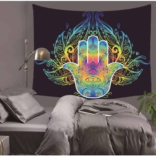 Home Furnishing Hamsa Hand Tapestry Wall Hanging Sandy Beach Picnic Throw Rug Blanket Camping Tent Sleeping HA27