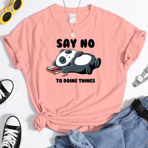 Sleeping Panda T Shirts Personality Printing Women T-Shirts Korean Style Oversized Tshirt For Womens Casual Punk Womens Tops