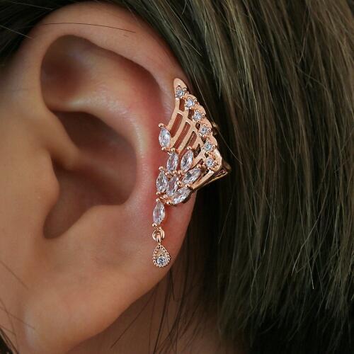 Huitan Pretty Clip Earring Butterfly Wing Shaped Clip Earring With Brilliant Cubic Zircon Suits Non Ear Piercing Dropshipping
