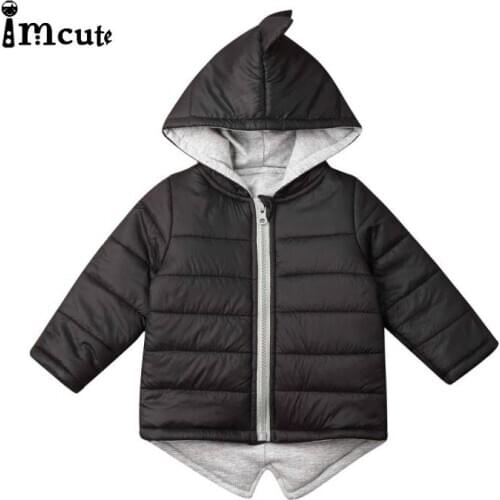 Imcute 1-7Y Kids Baby Boys Girls Clothes Coats Long Sleeve Dinosaur Hooded Coat Jacket Winter Toddler Thick Outwear