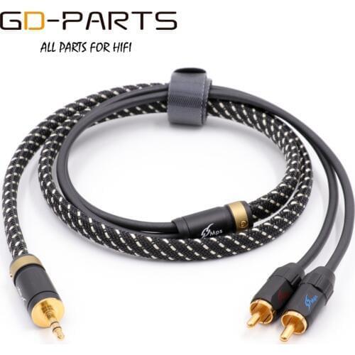 GD-PARTS MPS X-9 6N Silver OCCS OCC Cable Male 3.5mm Earphone Plug to 2RCA Plugs For Hifi Audio Home Theater TV Mobile Computer