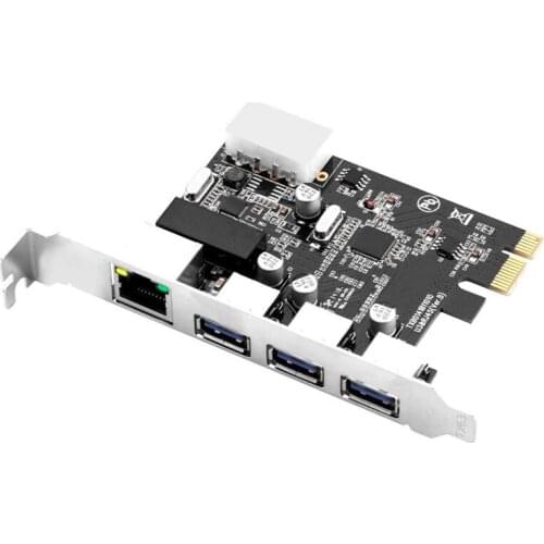 3 Port PCI Express USB 3.0 Adapt Card + Gigabit Ethernet LAN - Standard & Low - Profile Windows Server,7,8,8.1,10 PCsPCs
