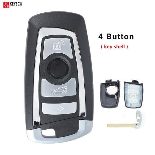 Keyecu New Smart Remote Key Shell Case Fob 4 Button for BMW CAS4 New 5 7 Series+Insert Blade