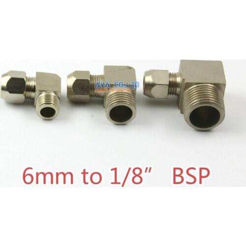 10 Pieces Brass 6mm to 1/8" BSP Elbow Compression Connector Fitting Fuel Air Gas Water Hose Connector Coupler