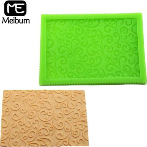 Meibum Art Streak Floral Silicone Fondant Cake Mold Paste Sugar Craft European Emboss Border Decorating Mould Candy Tools
