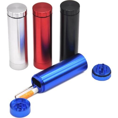 Metal One Hitter Dugout Herb Pipe Set, 2-Layer Tobacco Grinder with Storage Box, Weed Accessories Smoking Pipes Smoker Tools Gif