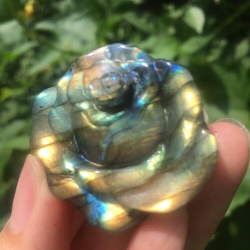 Natural Blue Labradorite Rose Flower Hand Carved Crystal Flowers Healing Stones Decor Gifts Natural Quartz Crystals