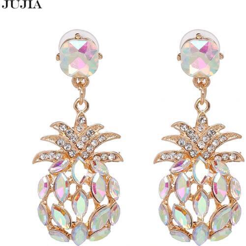 Wholesale JUJIA Bohemian Long Drop Earring For Women Rhinestones Pineapple Earrings Statement Jewelry Wholesale