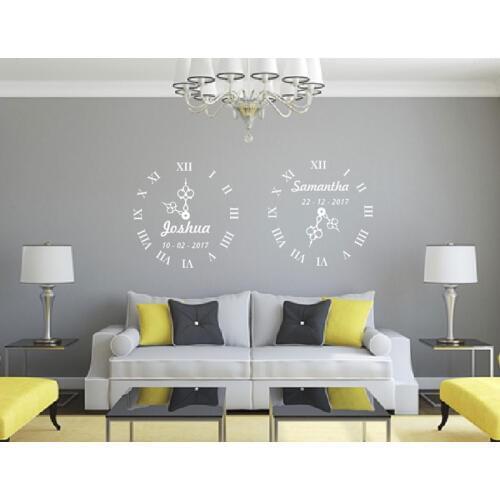 PERSONALIZED NAME DATE OF BIRTH CLOCK Vinyl Wall Sticker Wall Art Transfer Decal Sticker Self-adhesive Poster WD09