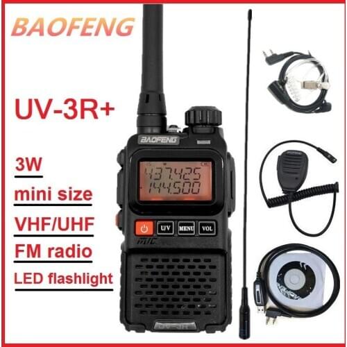 BAOFENG UV-3R PLUS Portable CB Radio Comunicador Long Range Walkie Talkie UHF VHF Ham Mini Radio Transmitter UV 3R + Antenna